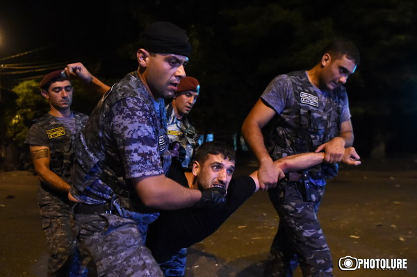 The 5th day people gather in support of group of armed men who has attacked the police station in Erebuni District