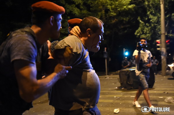 The 5th day people gather in support of group of armed men who has attacked the police station in Erebuni District