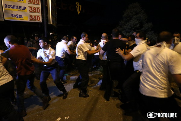 The 5th day people gather in support of group of armed men who has attacked the police station in Erebuni District