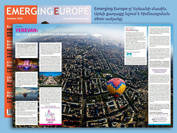 «Emerging Europe» ամսագիրը՝ Երևանի մասին. Արևի քաղաքը նշում է հիմնադրման 2800-ամյակը