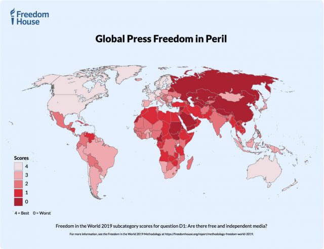 Freedom House-ը Հայաստանի մամուլի ազատությունը գնահատել է 2՝ հնարավոր չորս միավորից