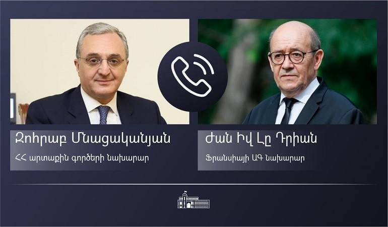 Զոհրաբ Մնացականյանը հեռախոսազրույցներ է ունեցել Ֆրանսիայի ԱԳ նախարարի եւ ՄԹ Եվրոպական հարևանության և Ամերիկայի հարցերով մշտական քարտուղարի հետ