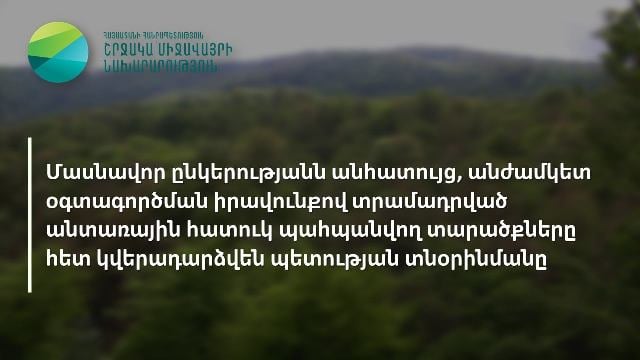 Մասնավոր ընկերությանն անհատույց, անժամկետ օգտագործման իրավունքով տրամադրված անտառային հատուկ պահպանվող տարածքները հետ կվերադարձվեն պետության տնօրինմանը