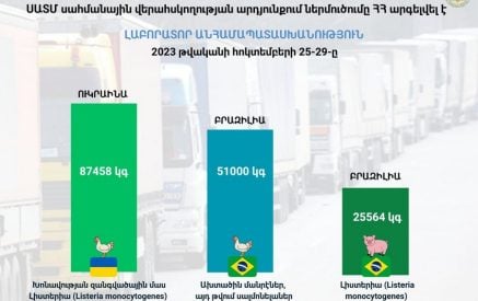 Բրազիլիայից և Ուկրաինայից արգելվել է ներմուծել ավելի քան 160 000 կգ թռչնամիս և խոզի միս