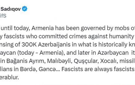 Ադրբեջանում հայի դեմ ատելությունը քարոզվում է պետական մակարդակով. ռասիստական գրառման մեջ դեսպանը ՀՀ տարածքը կոչել է «Արևմտյան Ադրբեջան». Տաթևիկ Հայրապետյան